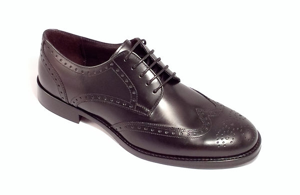 Men shoe dress leather Italian handmade Broguioni Black