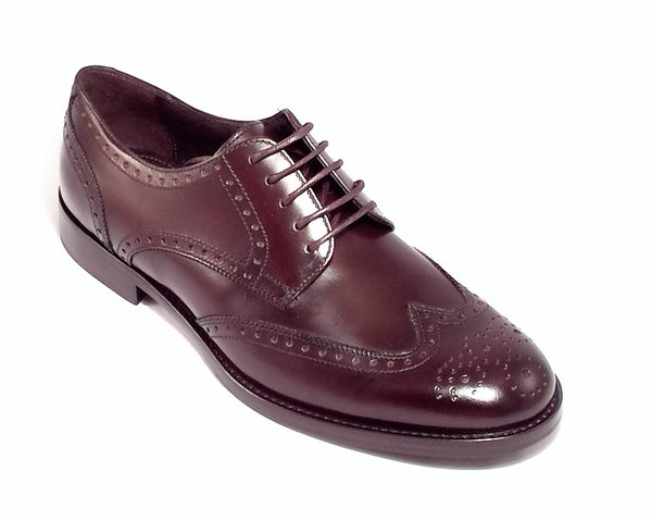 Men shoe dress leather Italian handmade broguioni brown