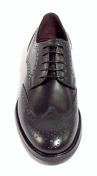 Men shoe dress leather Italian handmade Broguioni Black