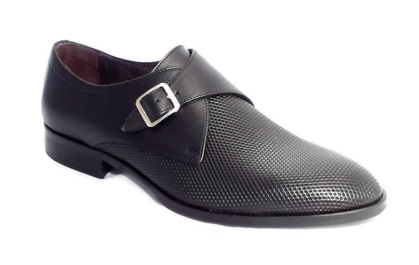 Men shoe dress leather Italian handmade Monaco Black