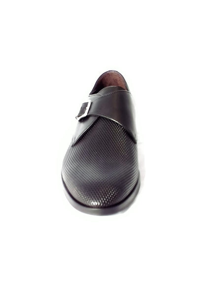 Men shoe dress leather Italian handmade Monaco Black