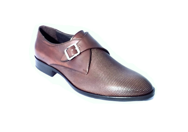 Men shoe dress leather Italian handmade Monaco Brown