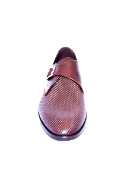 Men shoe dress leather Italian handmade Monaco Brown