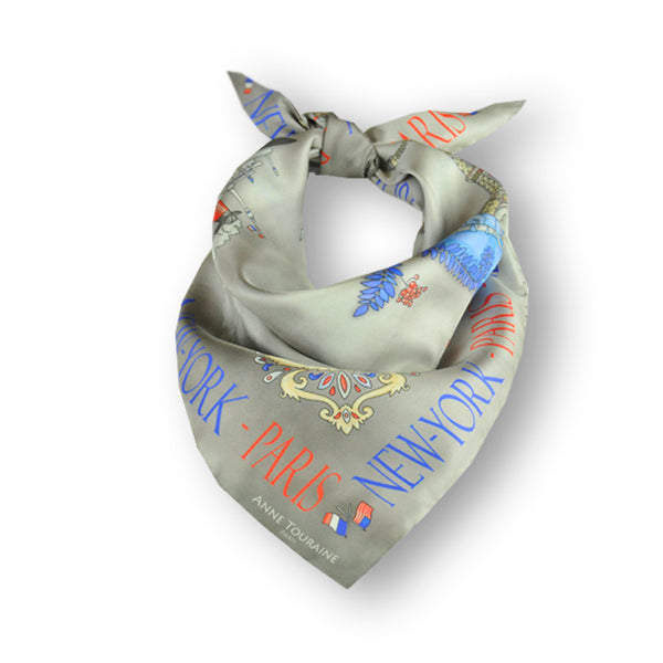 Scarf scarves luxury wrap women lady handmade silk art France Paris grey Texadia Fashion