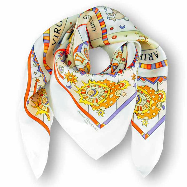 Scarf scarves luxury wrap women lady handmade silk art France white Texadia Fashion
