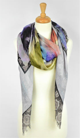 Scarf scarves luxury wrap women handmade silk modal Italy art Minnie Texadia Fashion