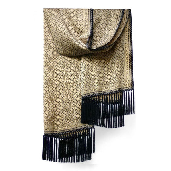 Scarf scarves luxury wrap women lady silk handmade batik Indonesia gold Texadia Fashion