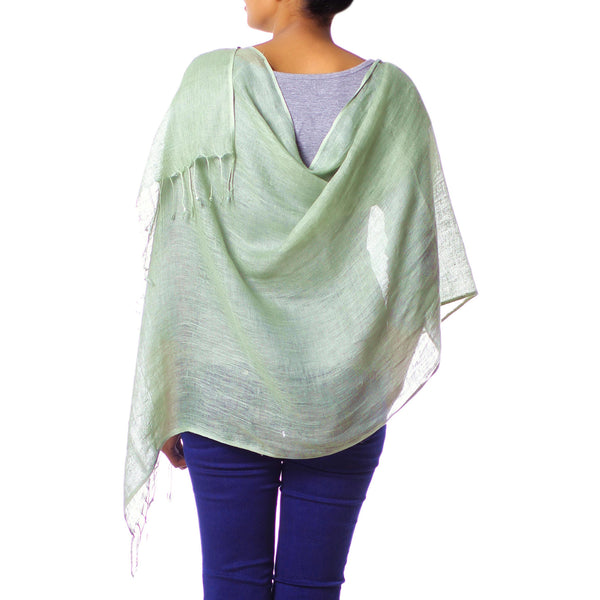 Scarf scarves luxury wrap women lady linen handmade soft green Texadia Fashion