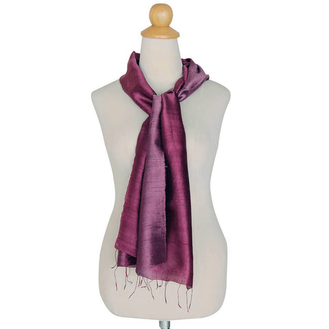 Scarf scarves luxury wrap women lady silk handmade Purple Burgundy Thailand Texadia Fashion